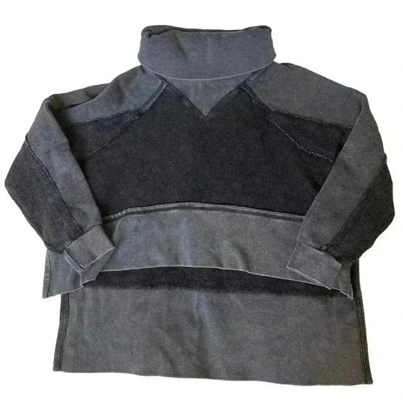 Free People Movement Last Chance Pullover Sweatshirt Black Oversized Size Small - Picture 1 of 6